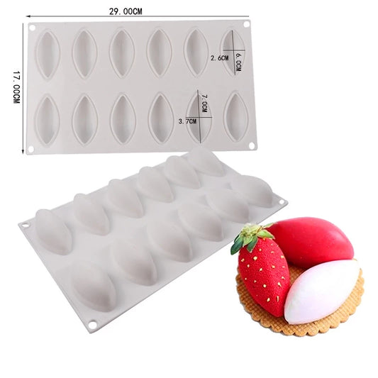 12-Cavity Mango Shape Silicone Mold for Mousse/Chocolate Cake