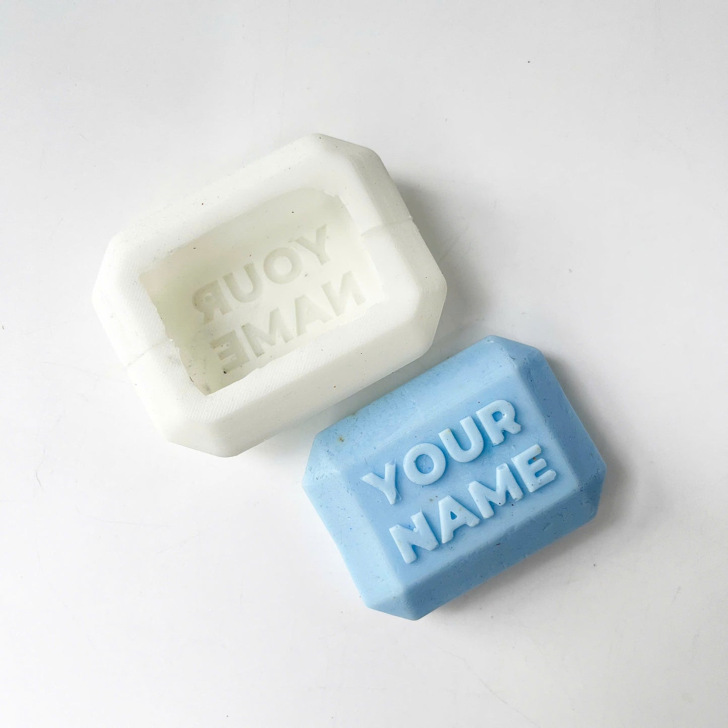 Made-to-Order Polygon Silicone Soap Mold with Custom Text