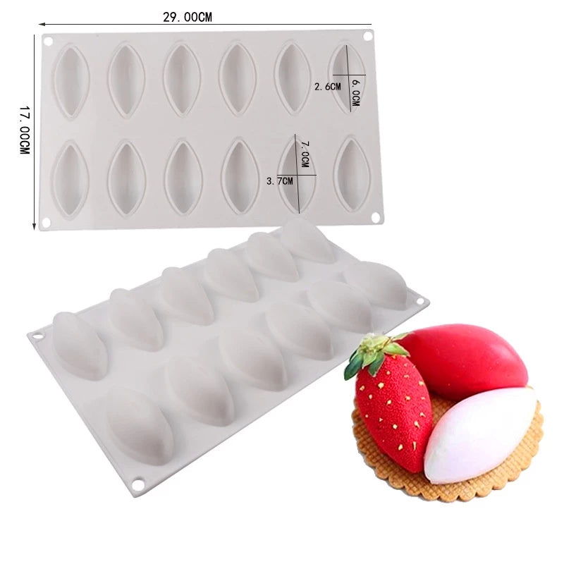 12-Cavity Mango Shape Silicone Mold for Mousse/Chocolate Cake