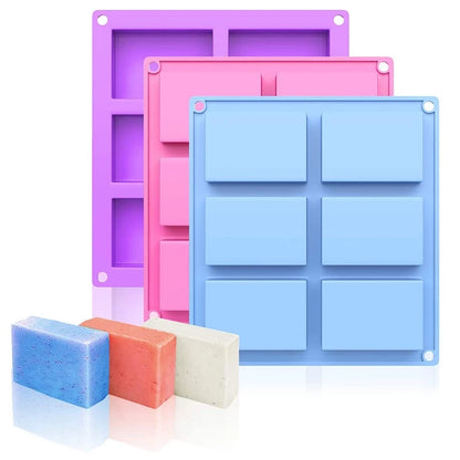 6-Cavity Rectangular Silicone Mold: Perfect for Chocolate, Baking, DIY Handmade Soap, and Fondant Decoration