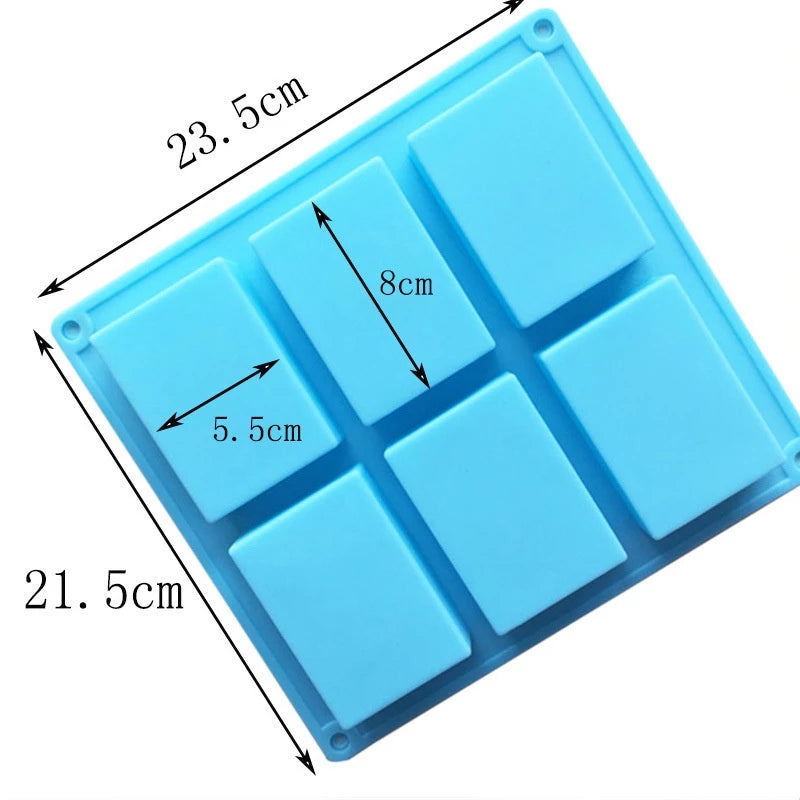 6-Cavity Rectangular Silicone Mold: Perfect for Chocolate, Baking, DIY Handmade Soap, and Fondant Decoration