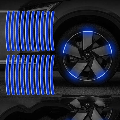 Set 20 Waterproof Reflective Stickers For Wheel Rim Decoration