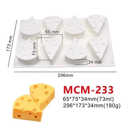 Silicone Mold for 8 Cheese Shapes: Large, Small, and 6 Mini (Baby) Cheeses