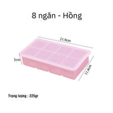 Multi-Color 8-Square Silicone Ice Cube Tray and Food Storage Container with Lid