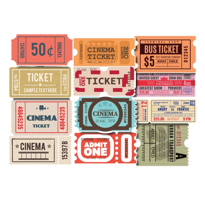 Set 50 Vintage Ticket Stickers