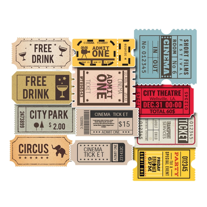 Set 50 Vintage Ticket Stickers