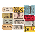 Set 50 Vintage Ticket Stickers