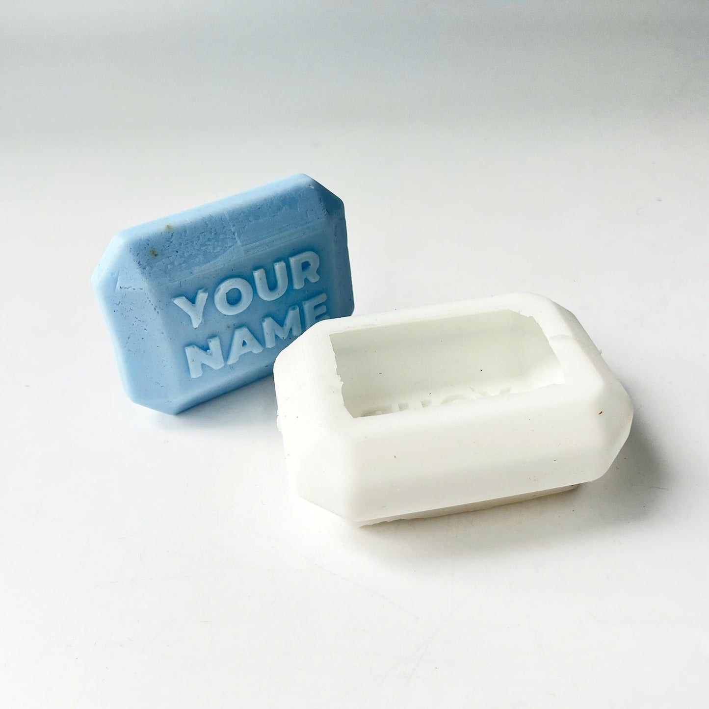 Made-to-Order Polygon Silicone Soap Mold with Custom Text