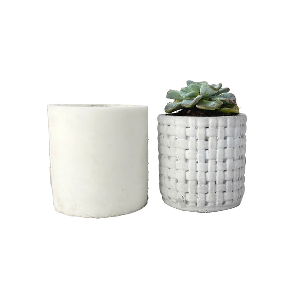 Plant Pot Silicone Mold with Embossed Pattern