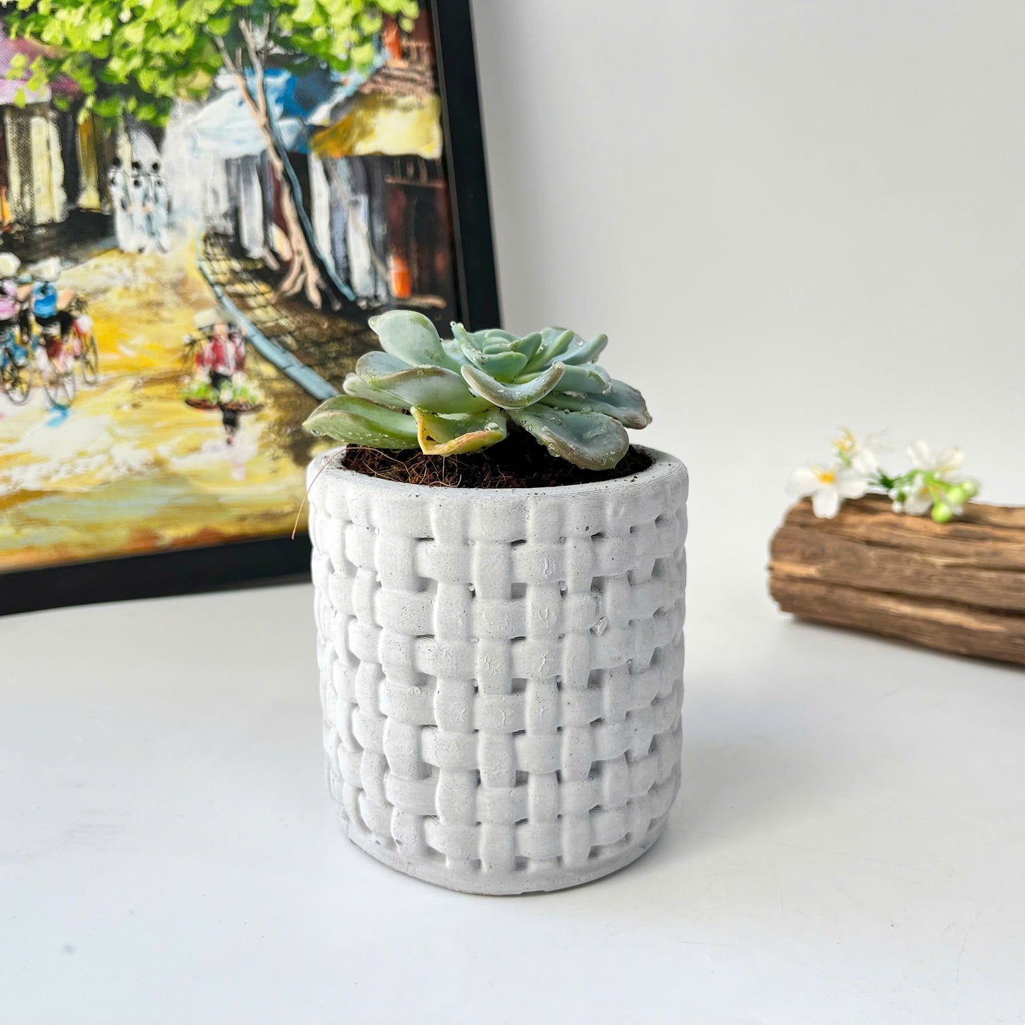 Plant Pot Silicone Mold with Embossed Pattern