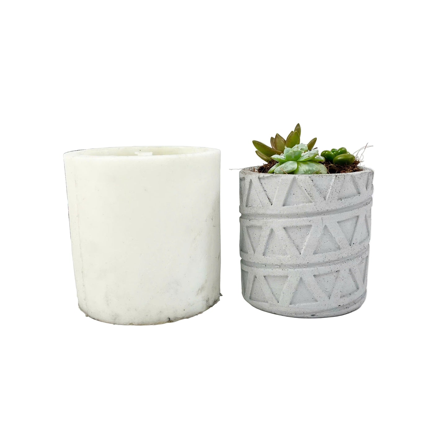 Plant Pot Silicone Mold with Triangle Pattern